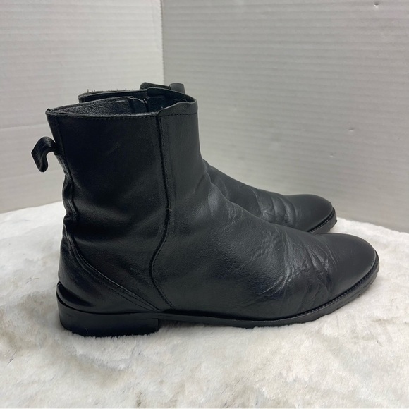 Vero Cuoio Mens Black Leather Almond Toe Made In Italy Size 8.5 - Picture 2 of 14